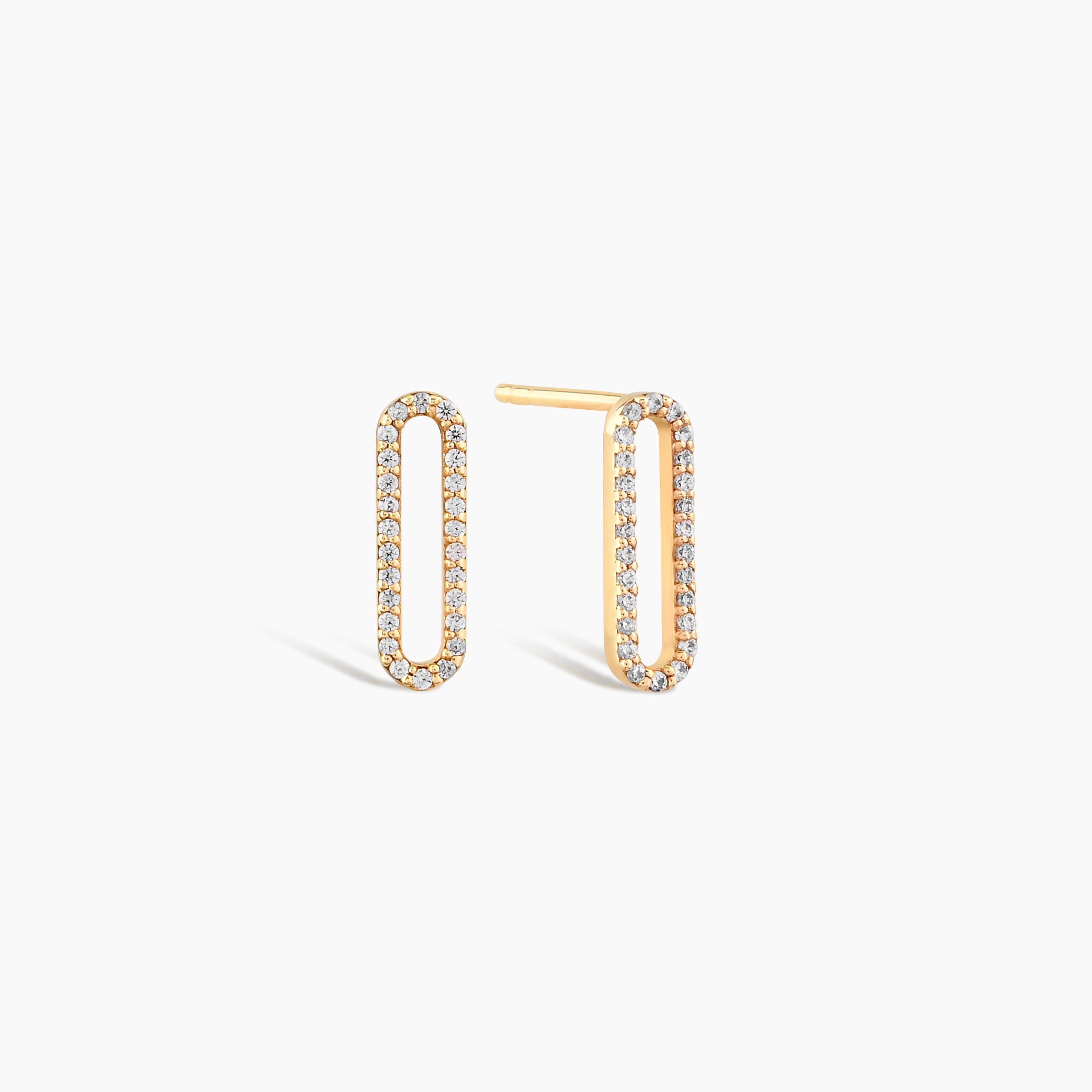 Dainty Diamond Paperclip Earrings