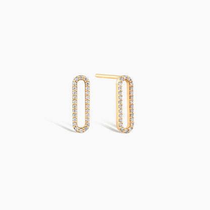 Dainty Diamond Paperclip Earrings