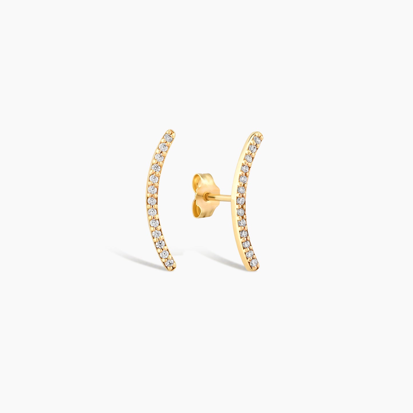 Dainty Curved Bar Diamond Stud Earrings