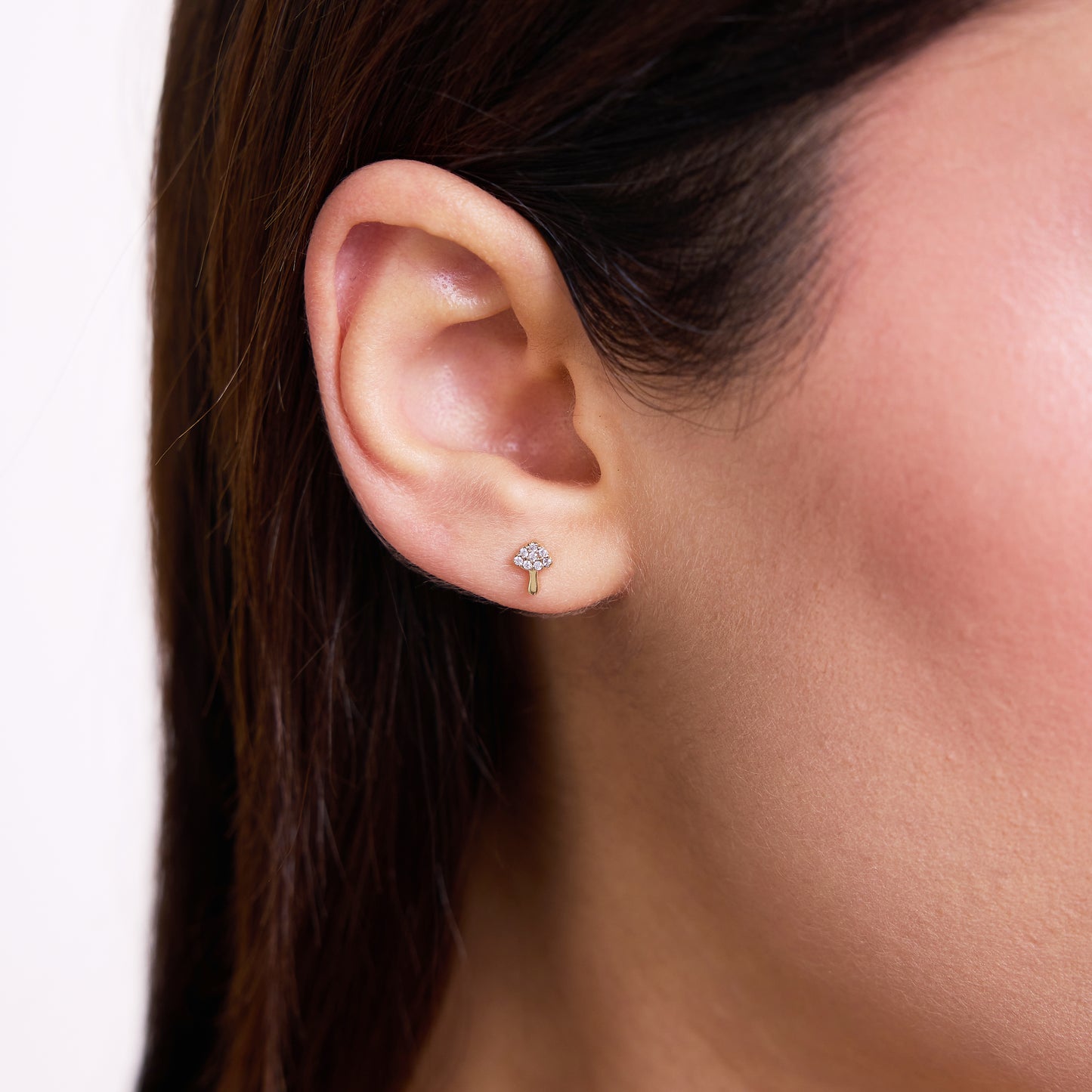 Diamond Mushroom Stud Earrings