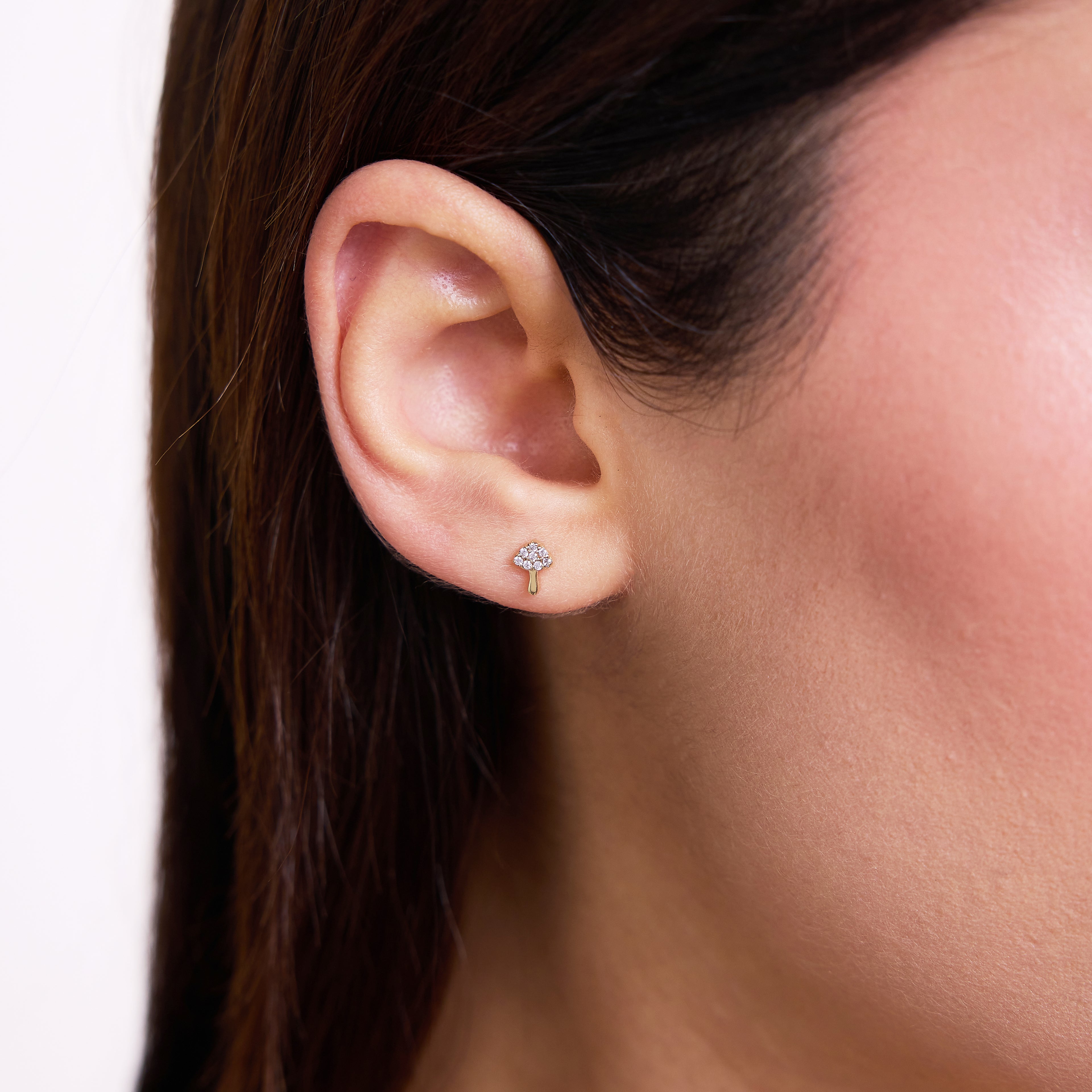 Diamond Mushroom Stud Earrings