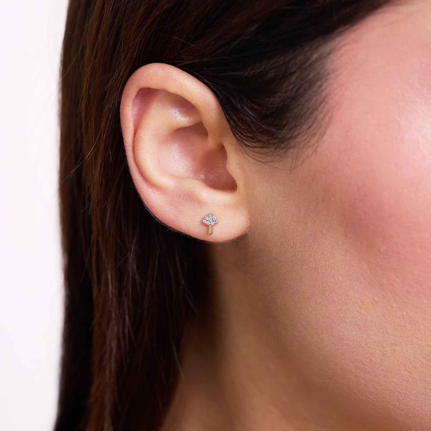 Diamond Mushroom Stud Earrings