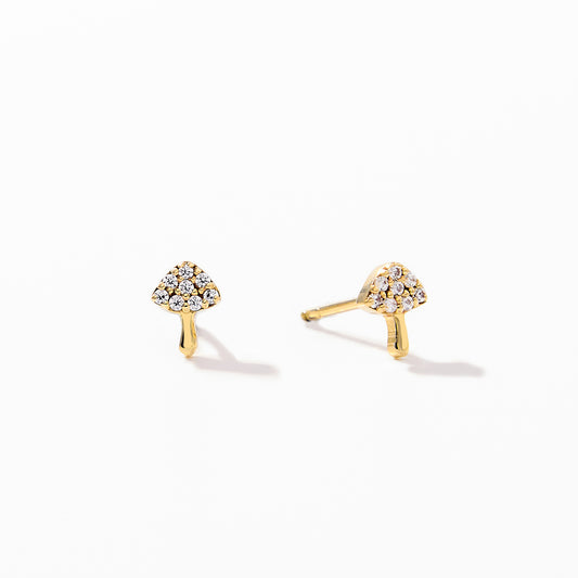 Diamond Mushroom Stud Earrings