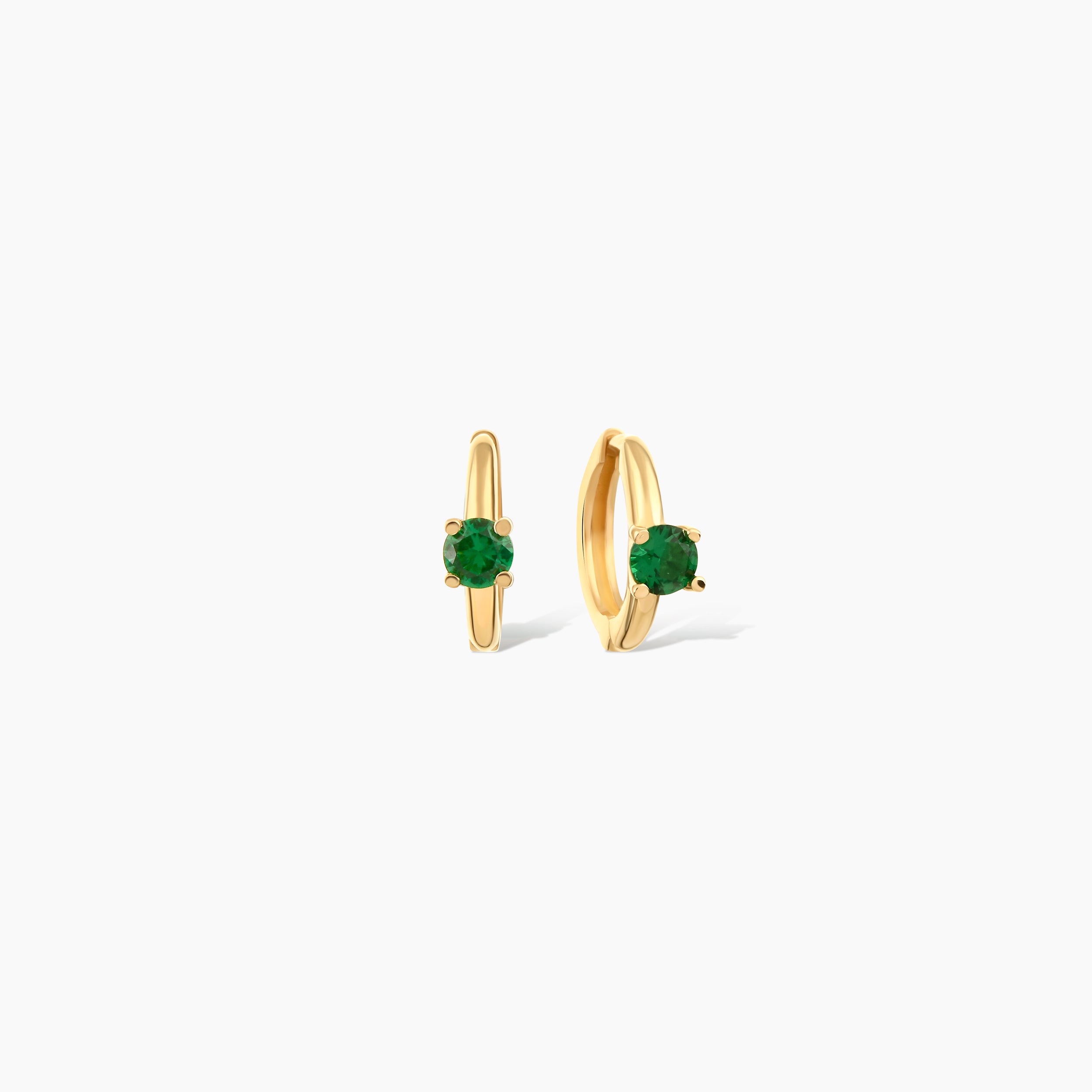 Simulated Emerald Huggie Hoop Earrings