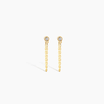 Dainty Diamond Solitaire Threader Chain Earrings
