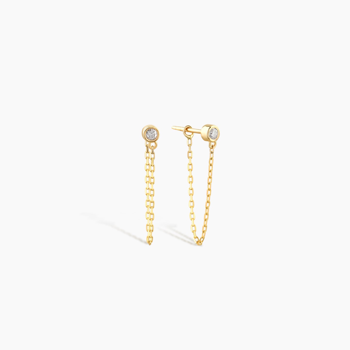 Dainty Diamond Solitaire Threader Chain Earrings