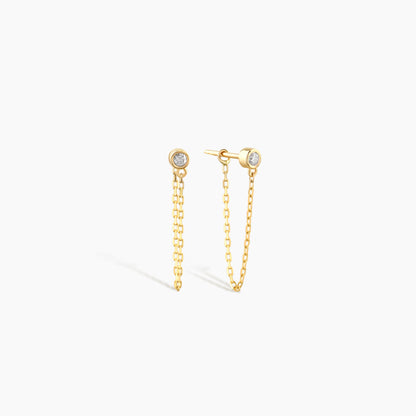 Dainty Diamond Solitaire Threader Chain Earrings