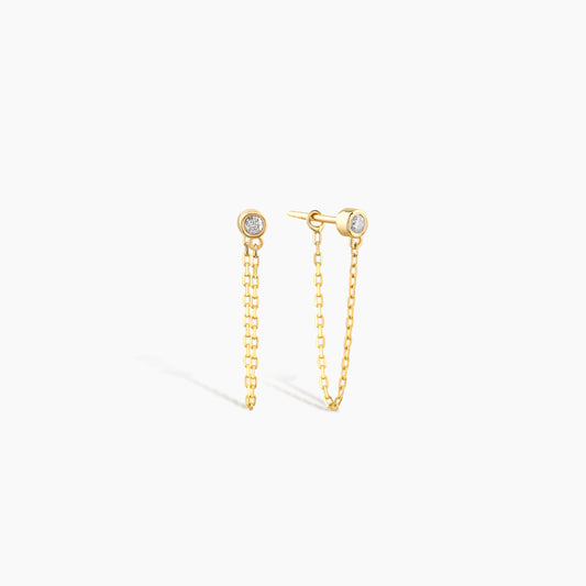 Dainty Diamond Solitaire Threader Chain Earrings