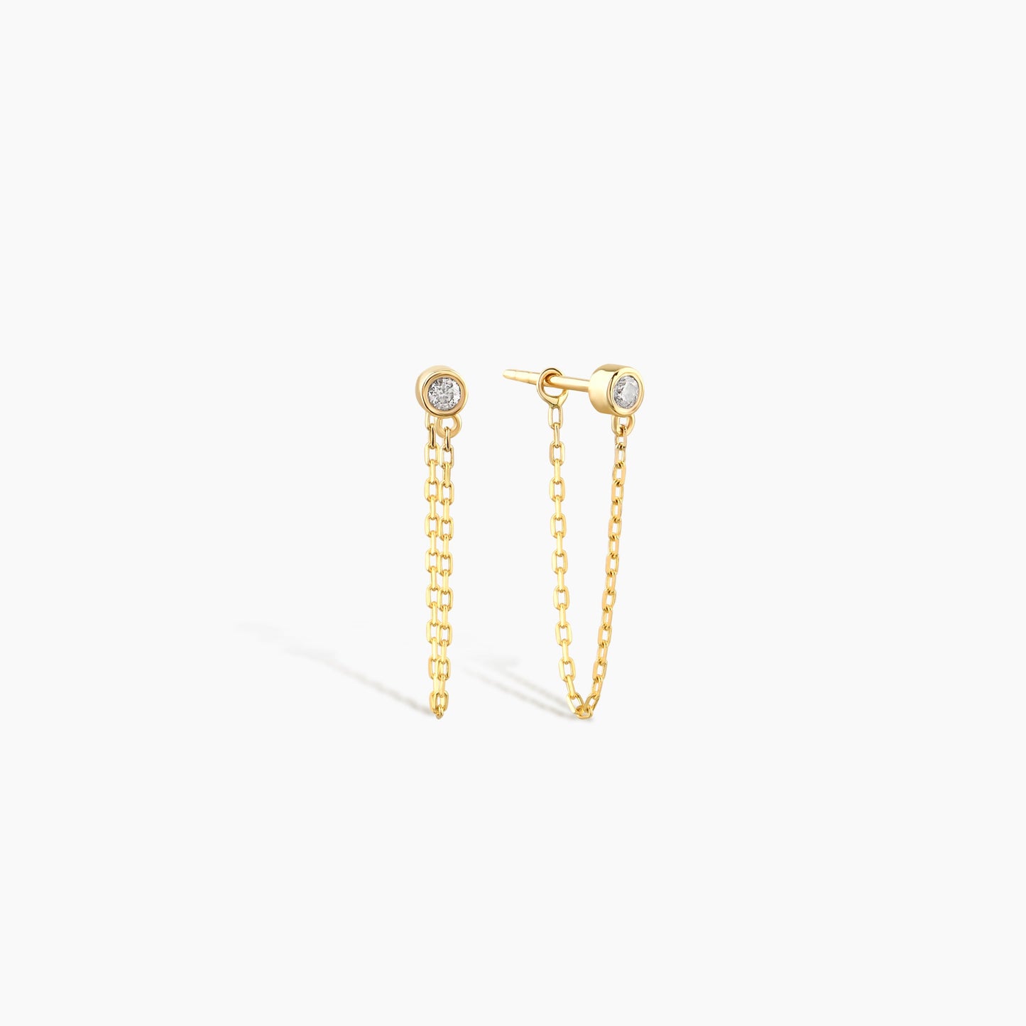 Dainty Diamond Solitaire Threader Chain Earrings