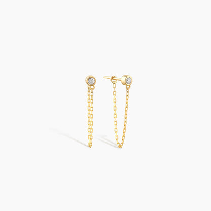 Dainty Diamond Solitaire Threader Chain Earrings