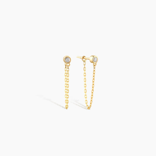 Dainty Diamond Solitaire Threader Chain Earrings