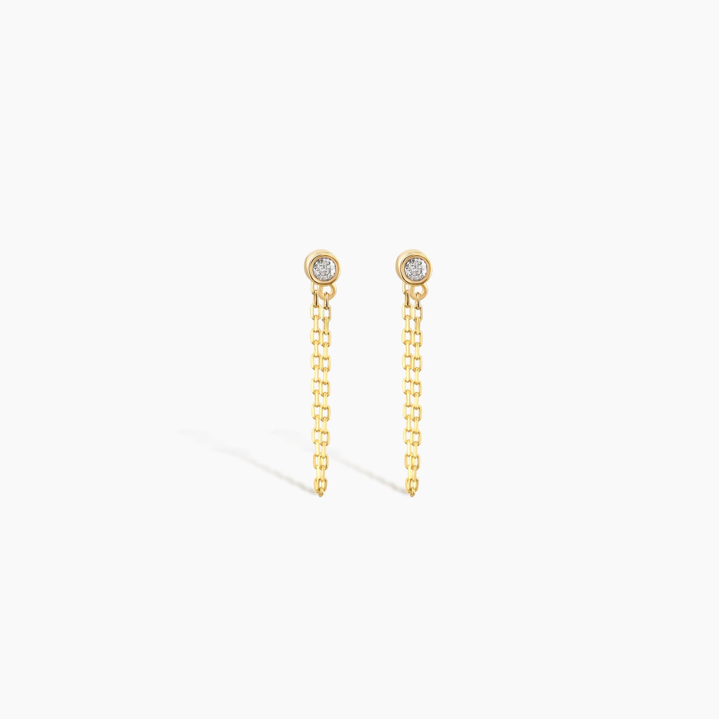 Dainty Diamond Solitaire Threader Chain Earrings