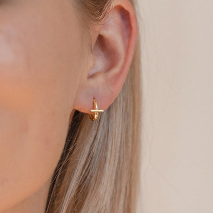 Dainty Cross Hoop Earrings