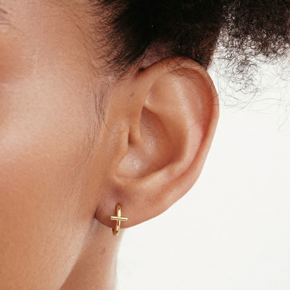 Dainty Cross Hoop Earrings