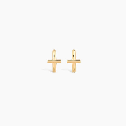 Dainty Cross Hoop Earrings