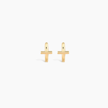 Dainty Cross Hoop Earrings