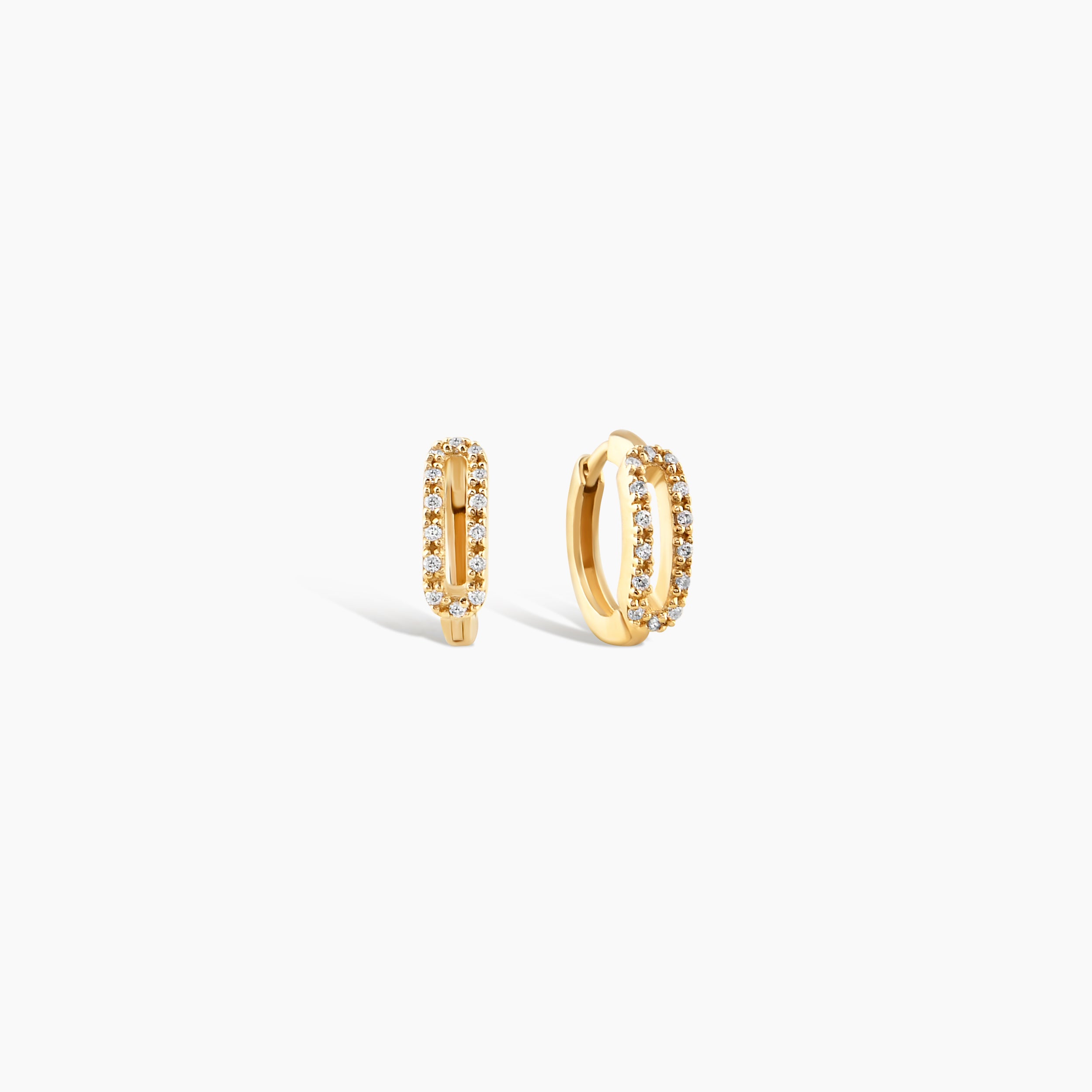 Dainty Diamond Paperclip Hoop Earrings
