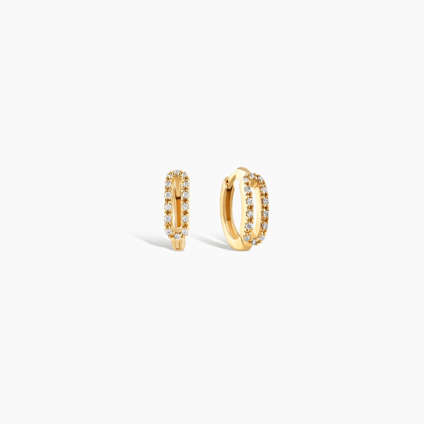 Dainty Diamond Paperclip Hoop Earrings