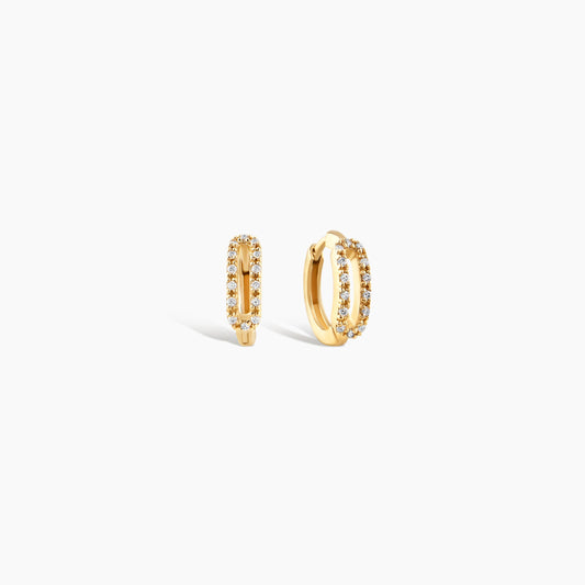Dainty Diamond Paperclip Hoop Earrings