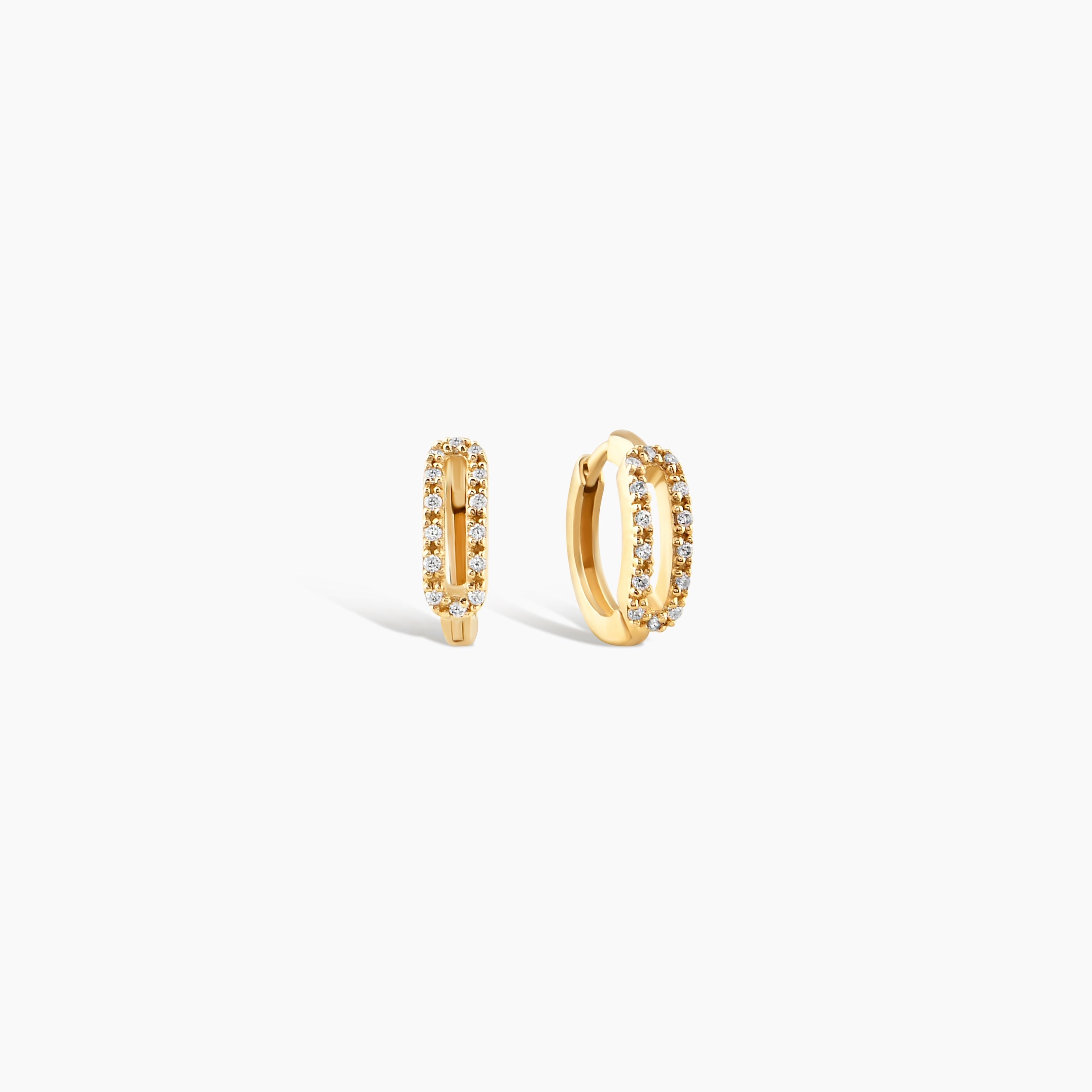 Dainty Diamond Paperclip Hoop Earrings