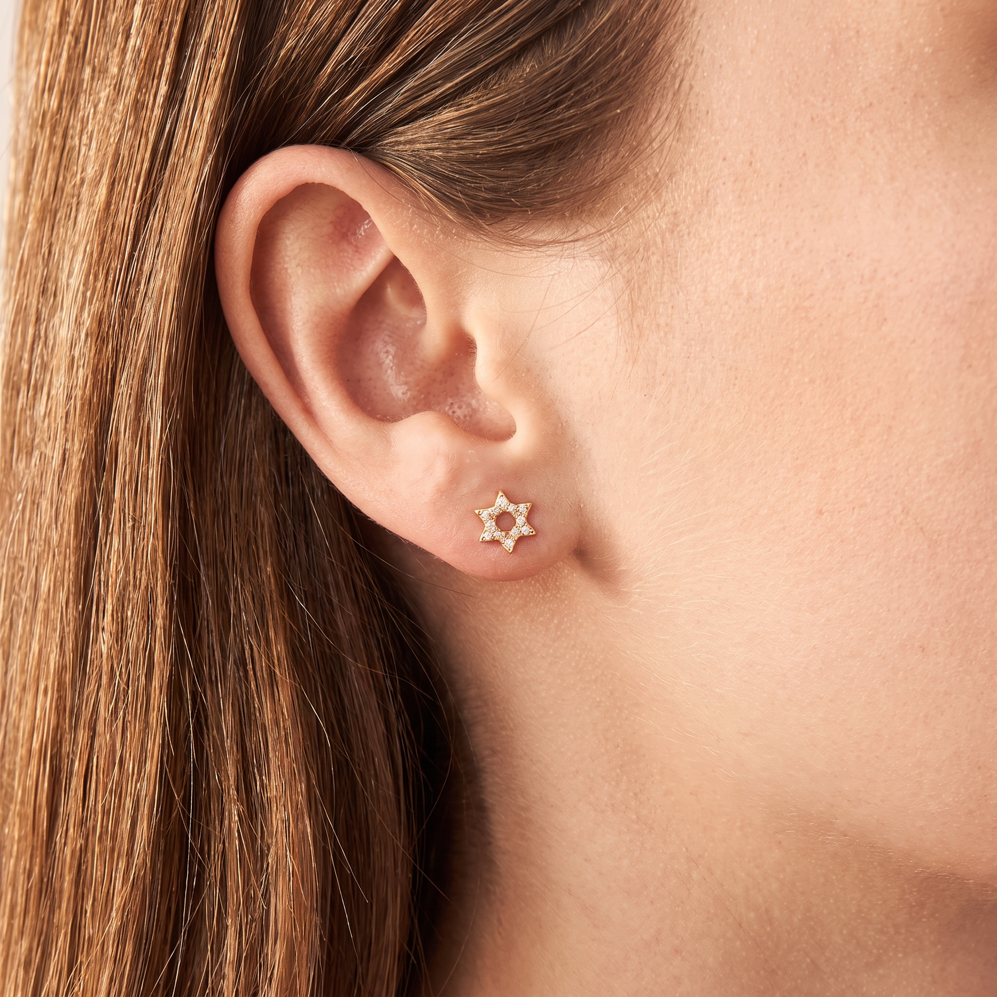 Dainty Diamond Star of David Stud Earrings