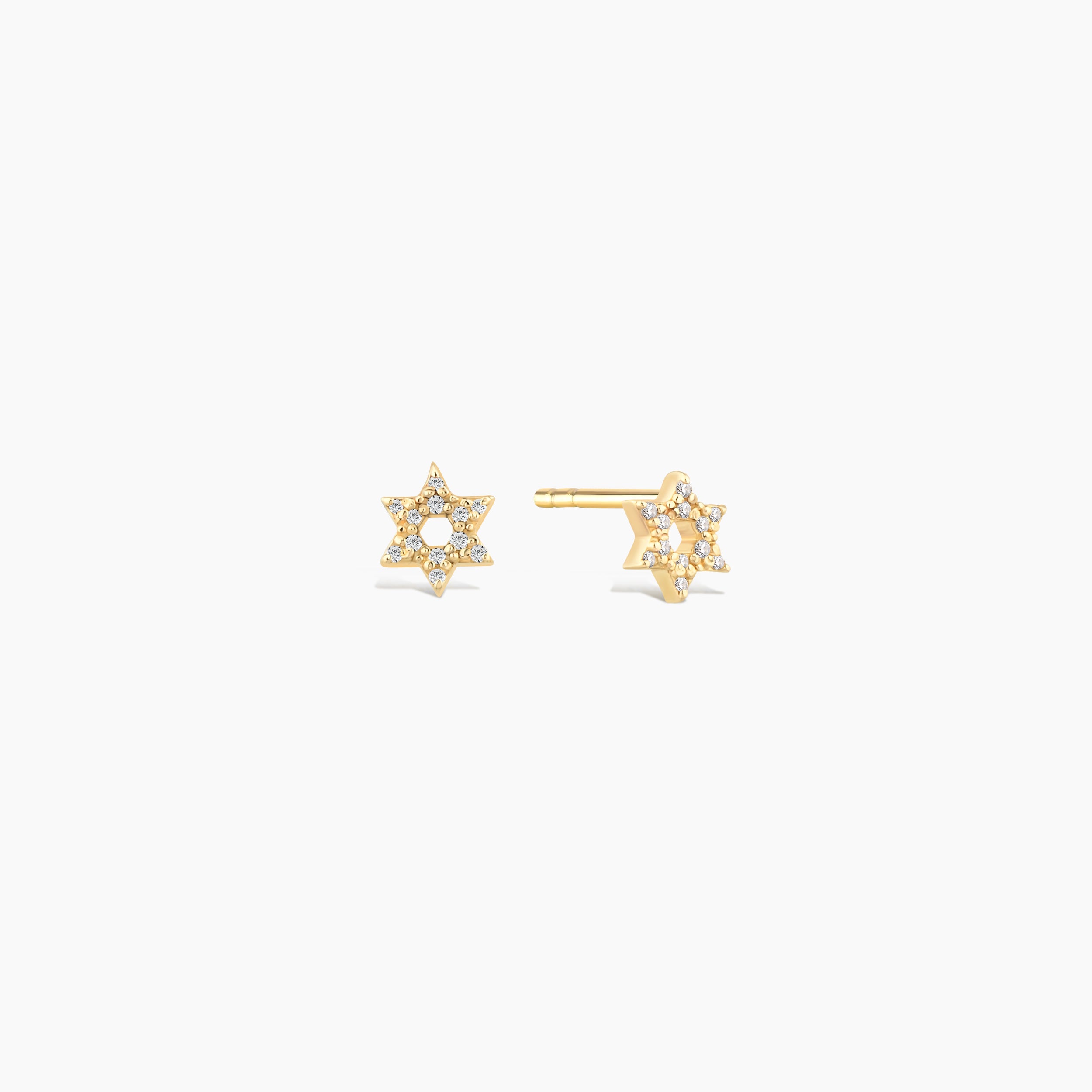 Dainty Diamond Star of David Stud Earrings
