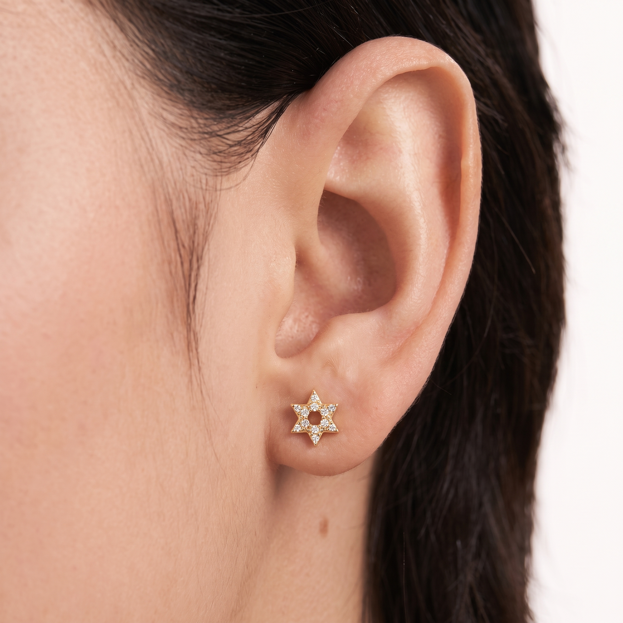 Dainty Diamond Star of David Stud Earrings
