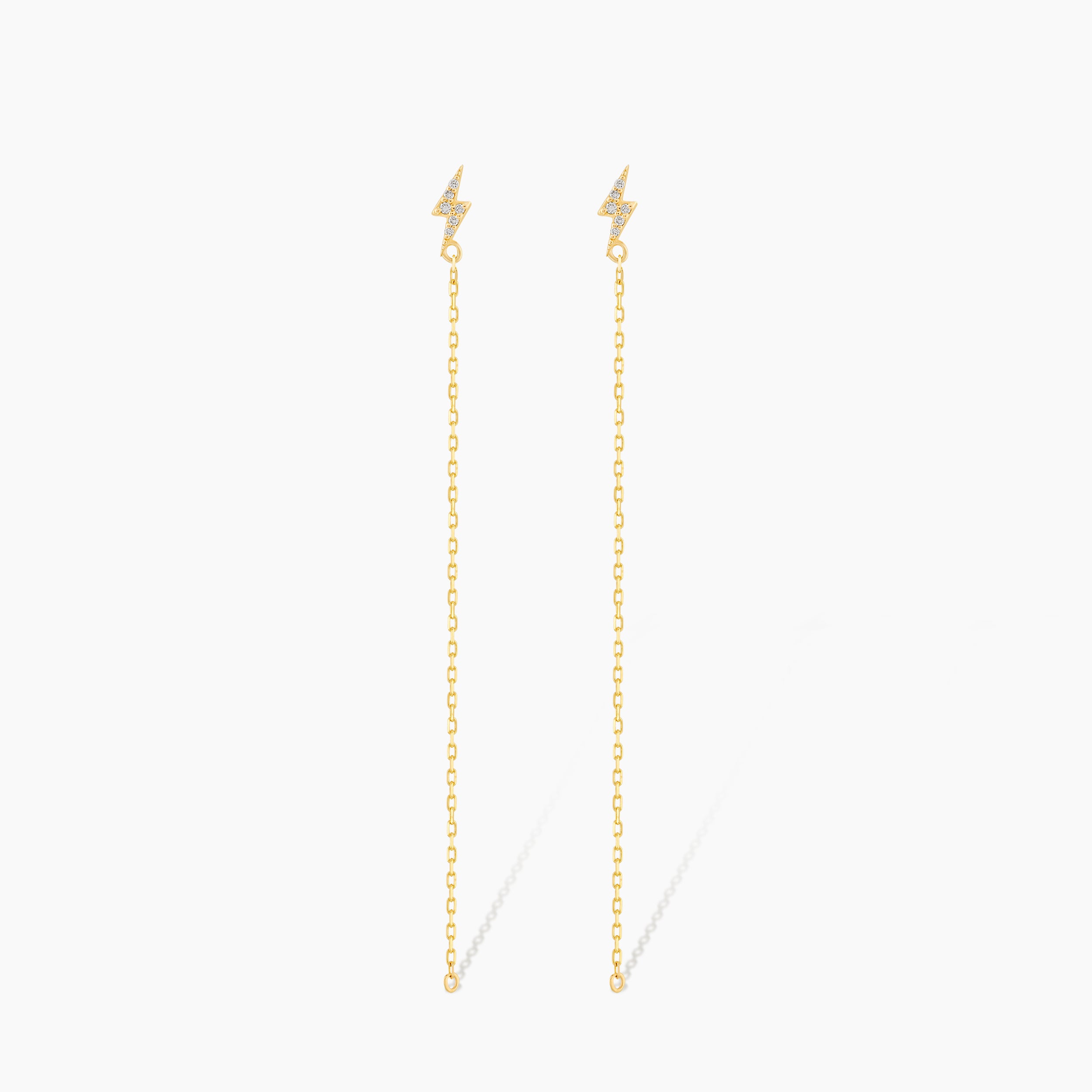 Diamond Lightning Bolt Threader Earrings