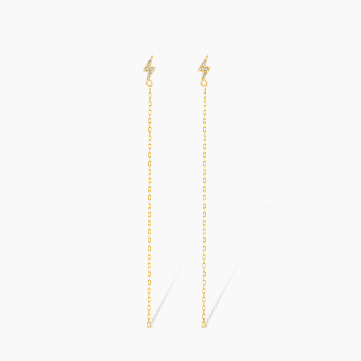 Diamond Lightning Bolt Threader Earrings