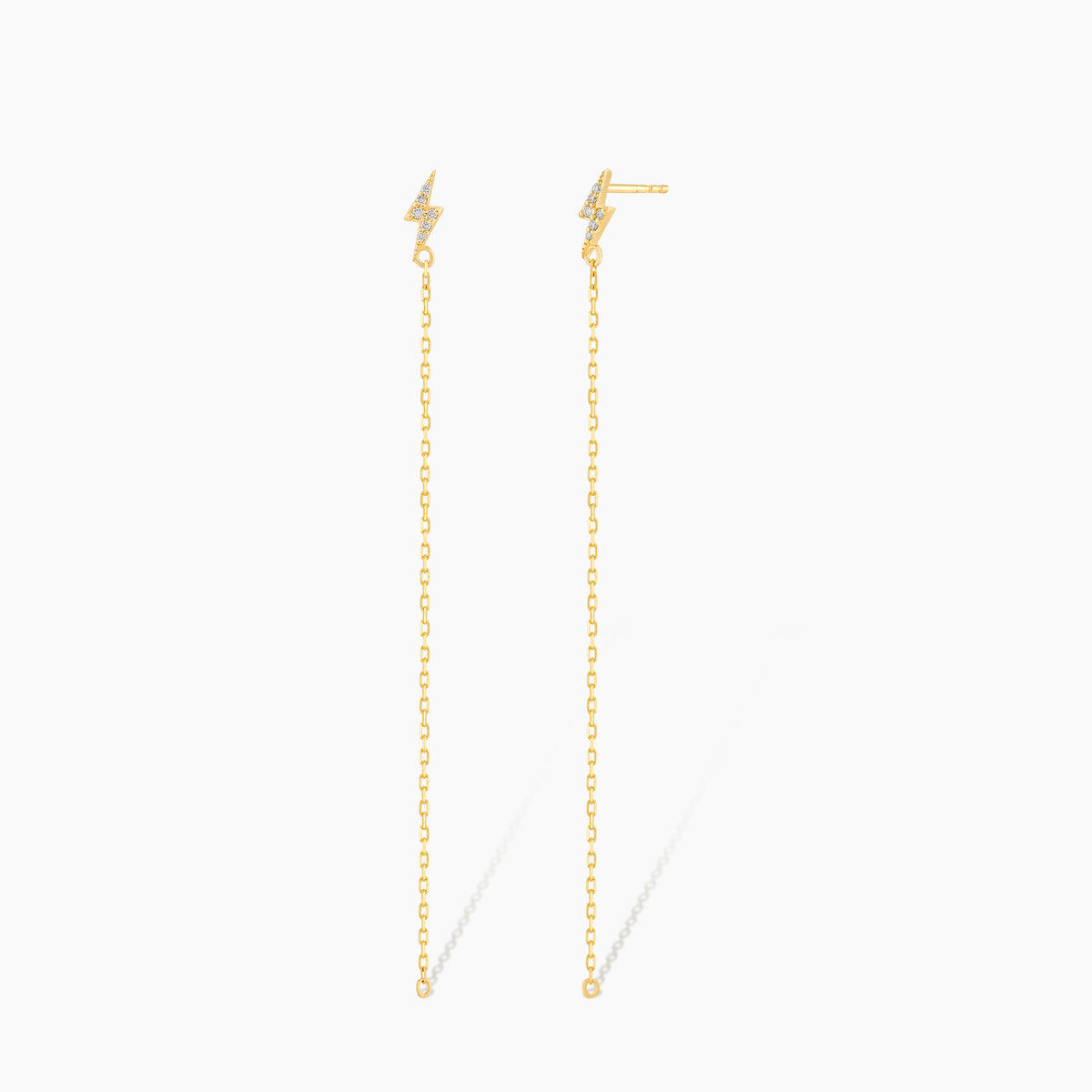 Diamond Lightning Bolt Threader Earrings