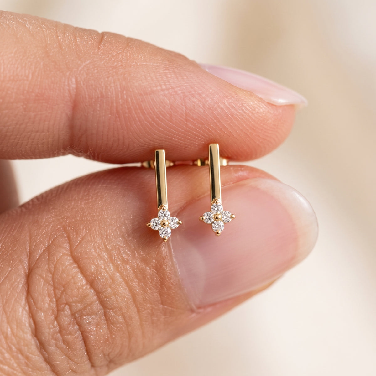 Diamond Star Drop Earrings