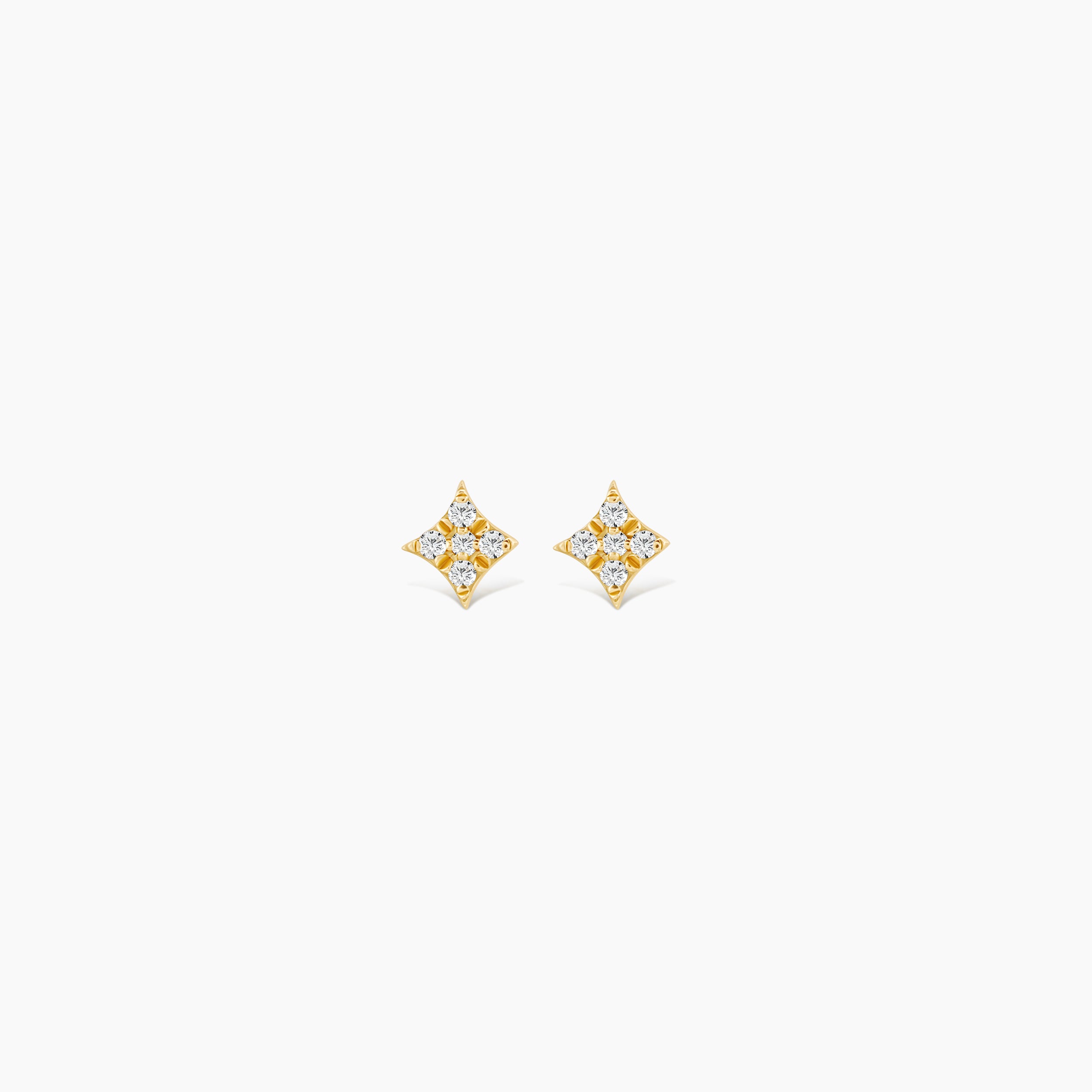 Dainty Diamond Pave Four Point Star Earrings