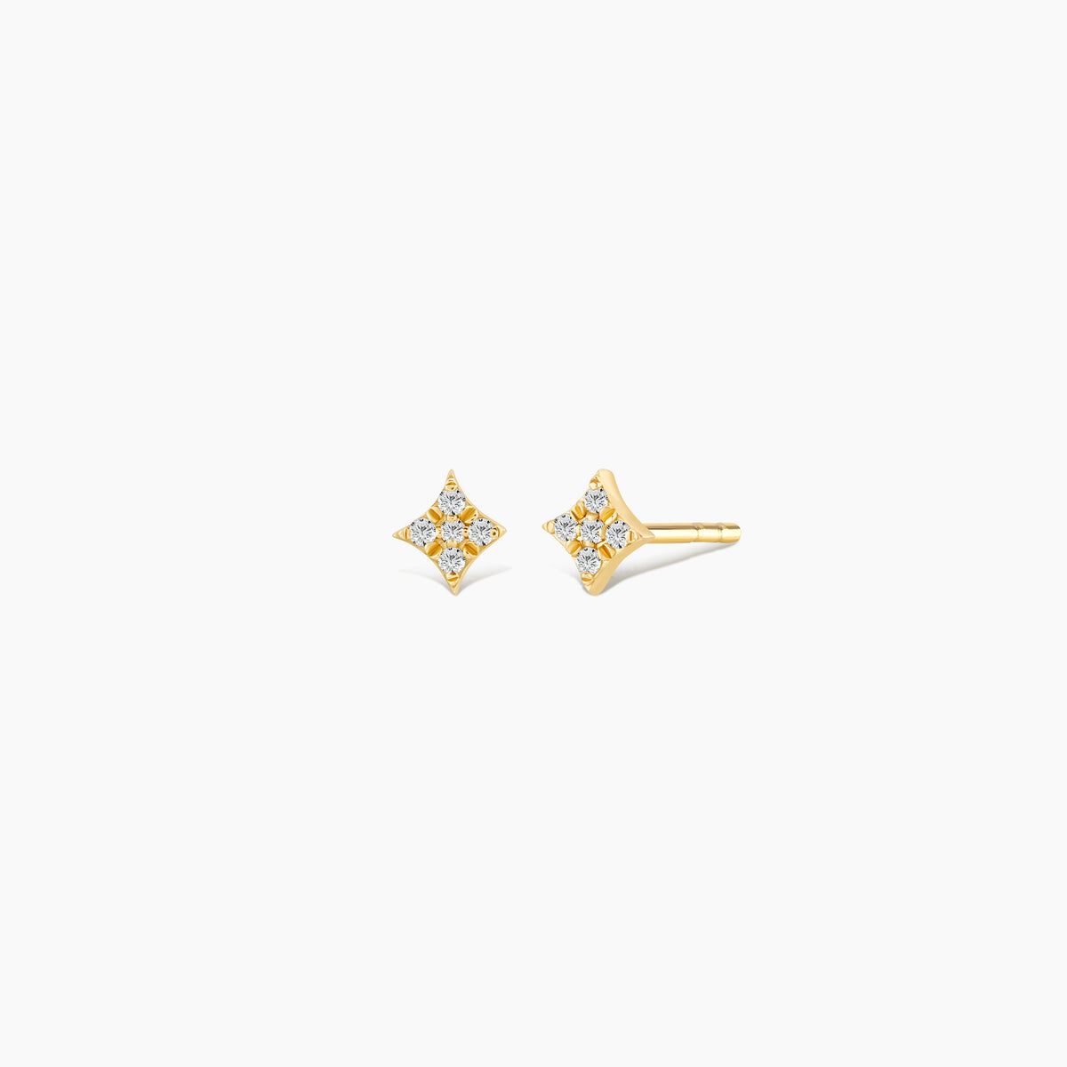 Dainty Diamond Pave Four Point Star Earrings