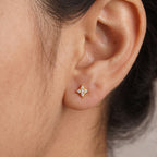 Dainty Diamond Pave Four Point Star Earrings