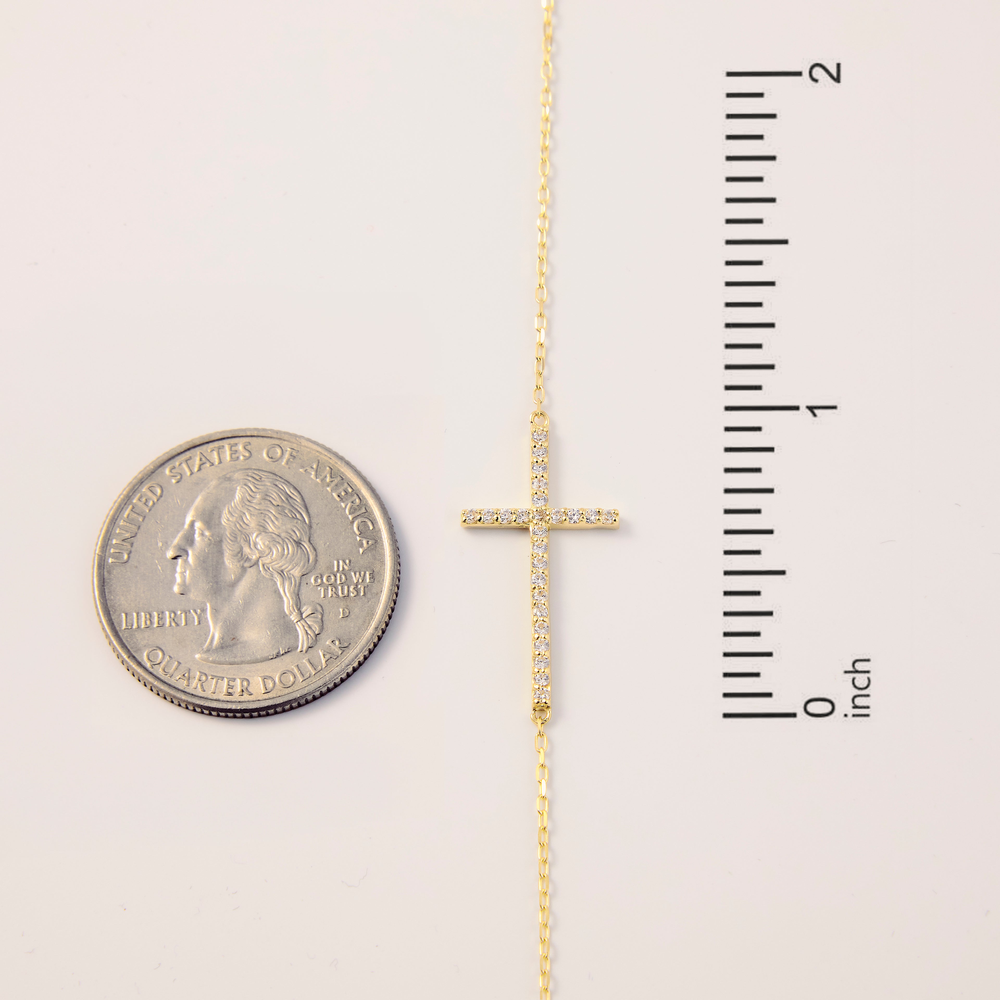 Diamond Pave Horizontal Cross Bracelet