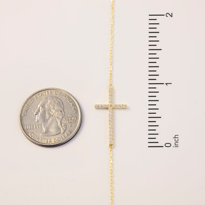 Diamond Pave Horizontal Cross Bracelet