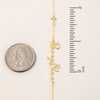 Custom Cross Name Bracelet