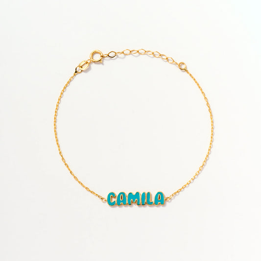 Colorful Enamel Bubble Name Bracelet