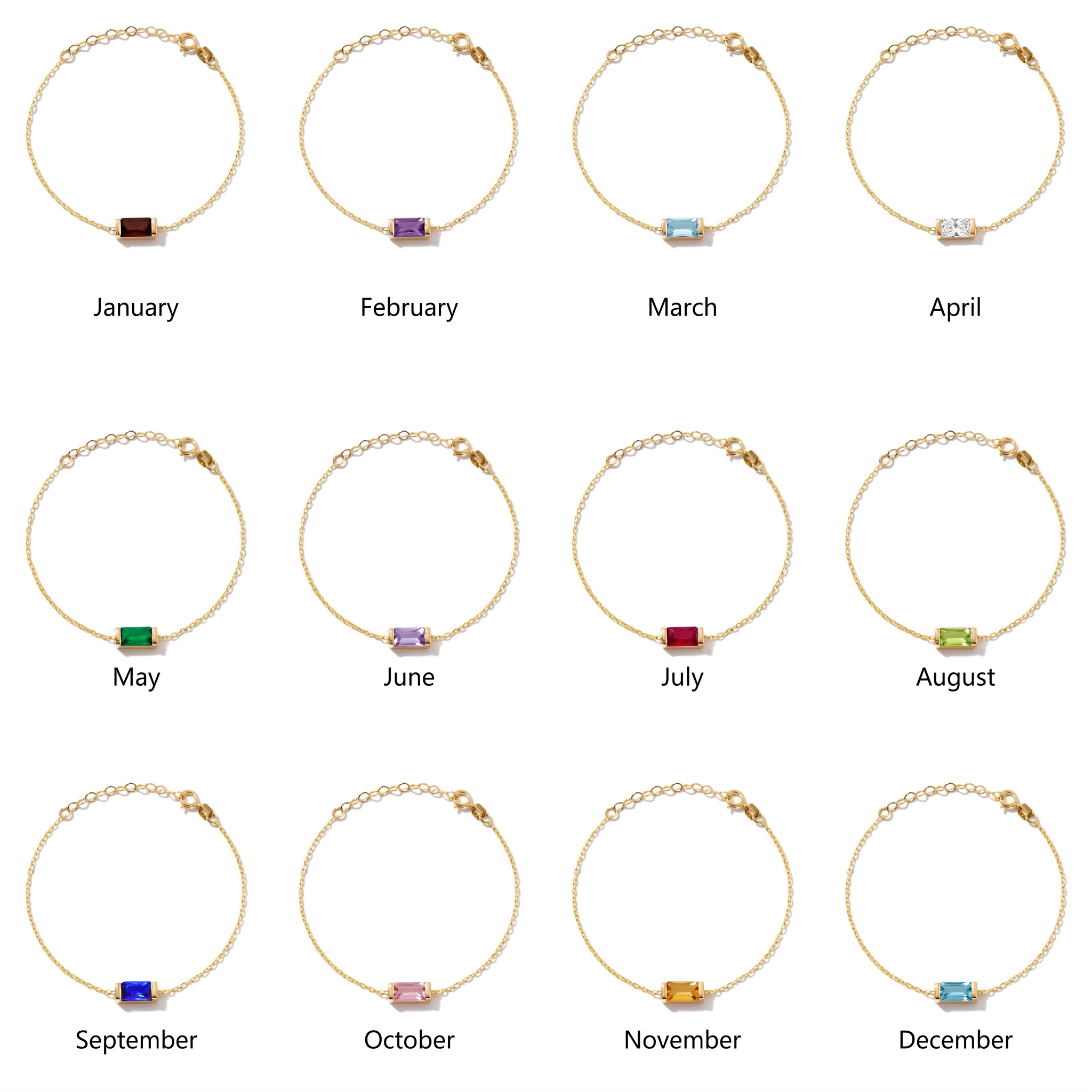 Baguette Birthstone Bracelet