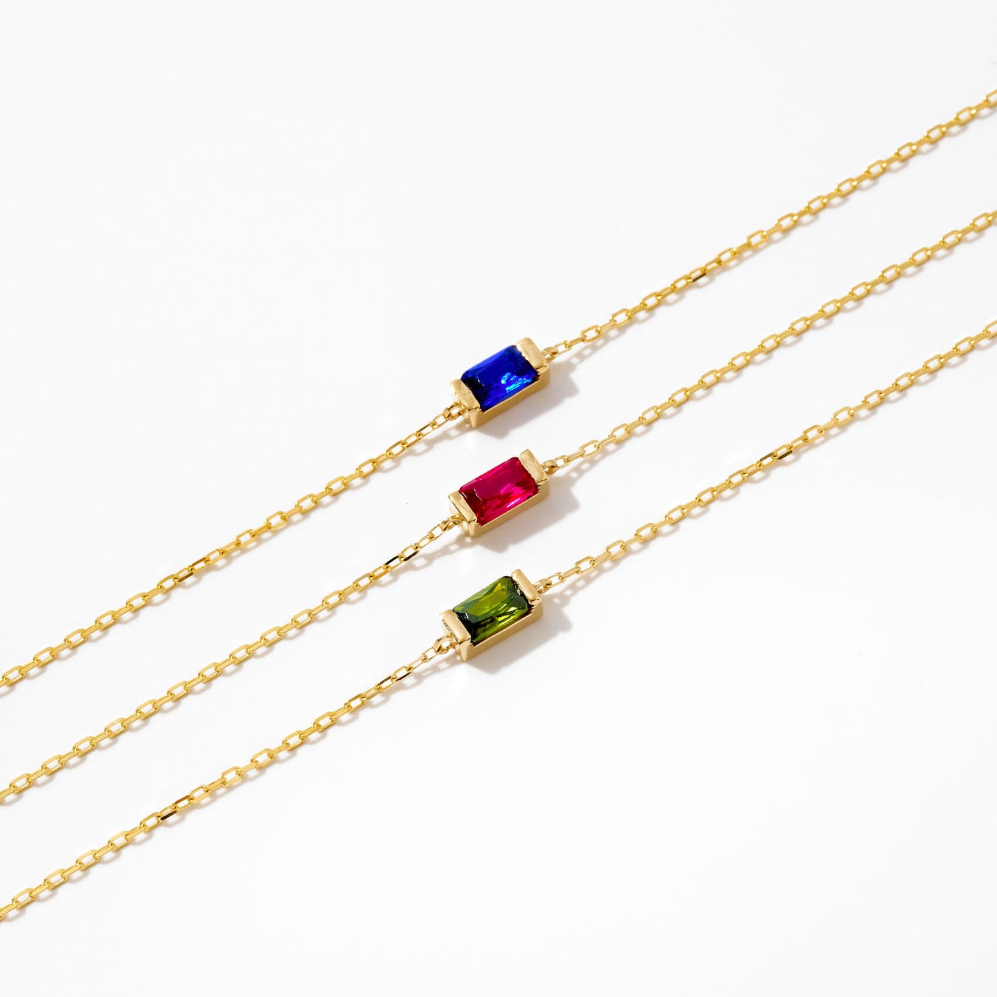 Baguette Birthstone Bracelet in 14K Solid Gold