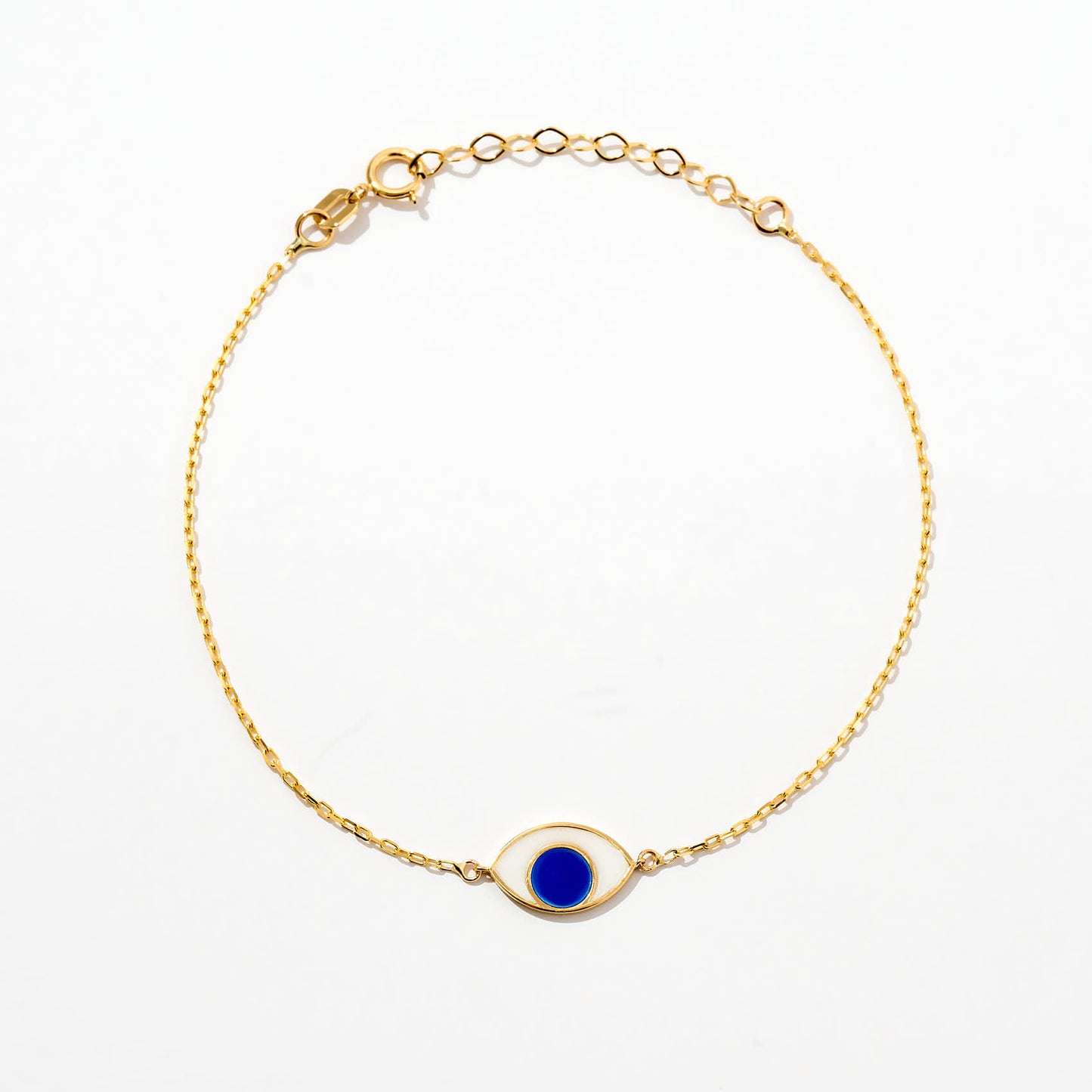 Enamel Evil Eye Bracelet in 14K Solid Gold