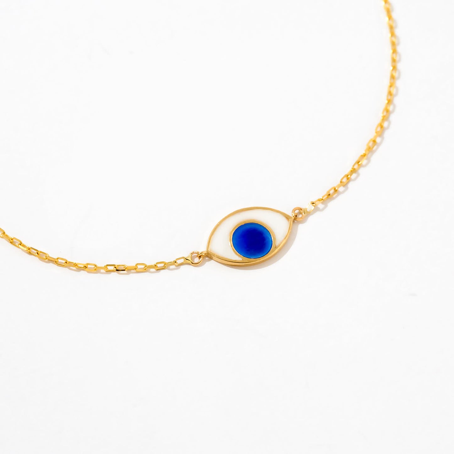 Enamel Evil Eye Bracelet in 14K Solid Gold