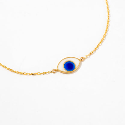 Enamel Evil Eye Bracelet in 14K Solid Gold