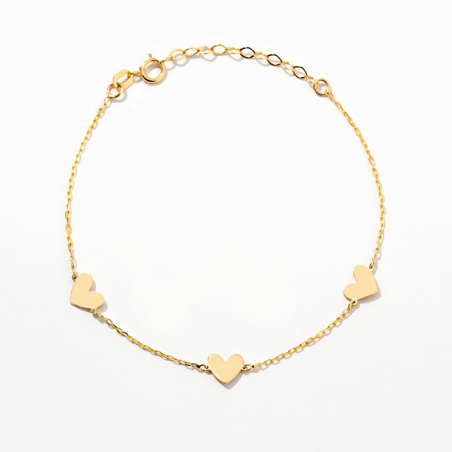 Heart Station Bracelet in 14K Solid Gold