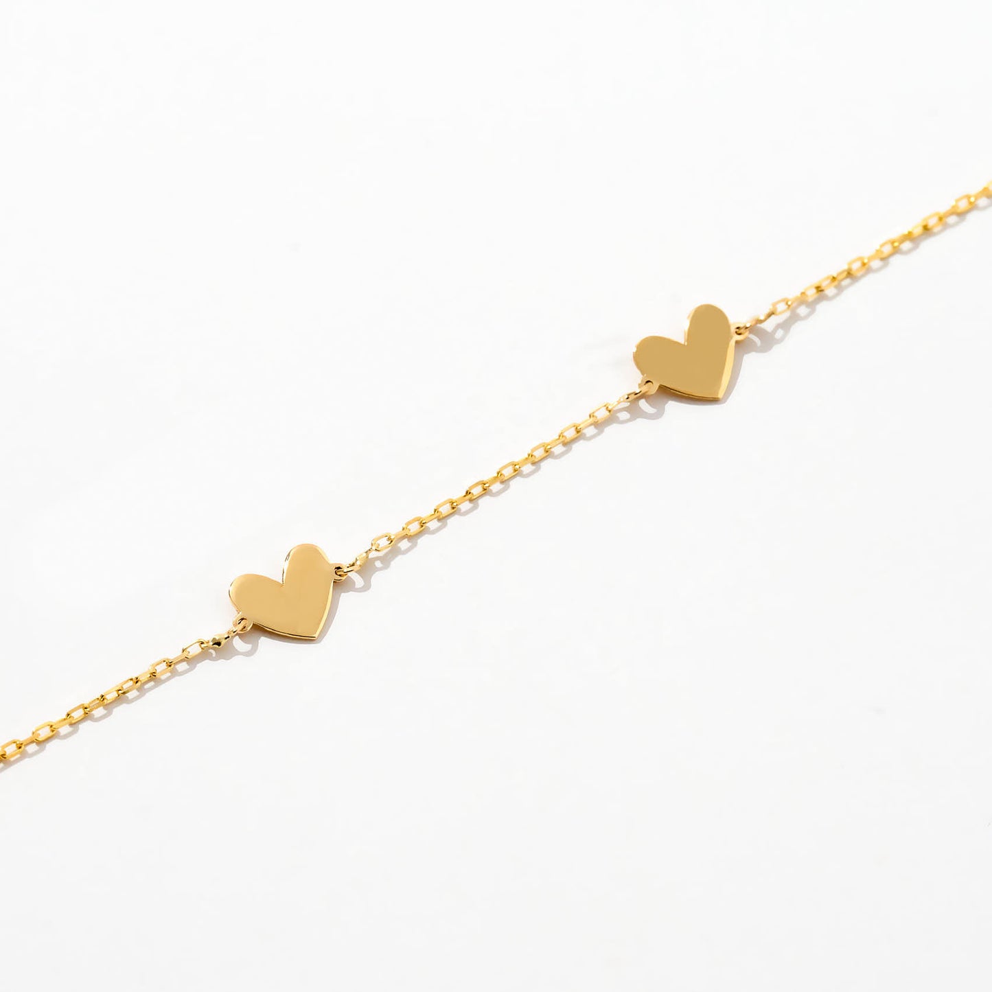 Heart Station Bracelet in 14K Solid Gold