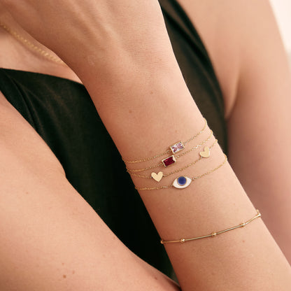 Heart Station Bracelet in 14K Solid Gold