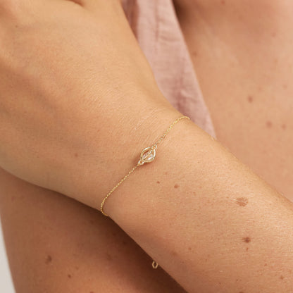 Birthstone Cage Bracelet in 14K Solid Gold