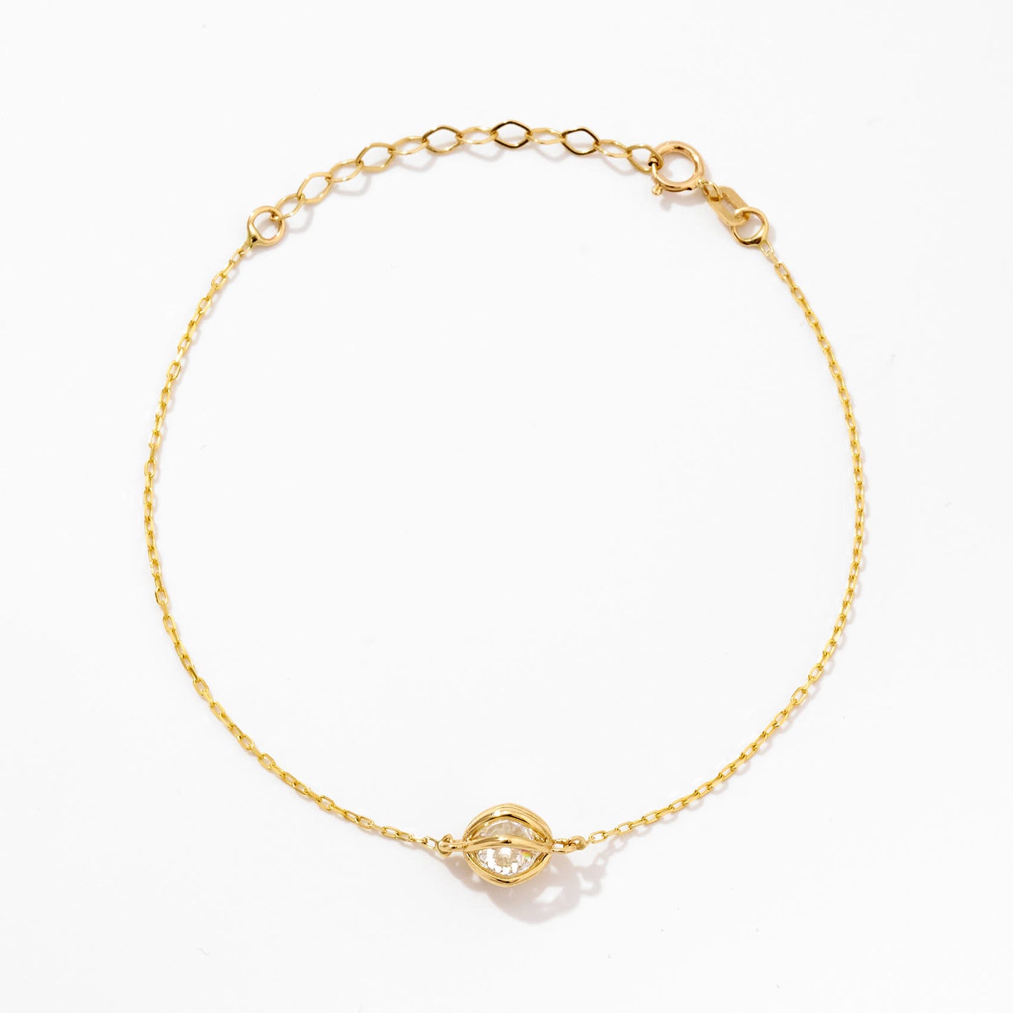 Birthstone Cage Bracelet in 14K Solid Gold