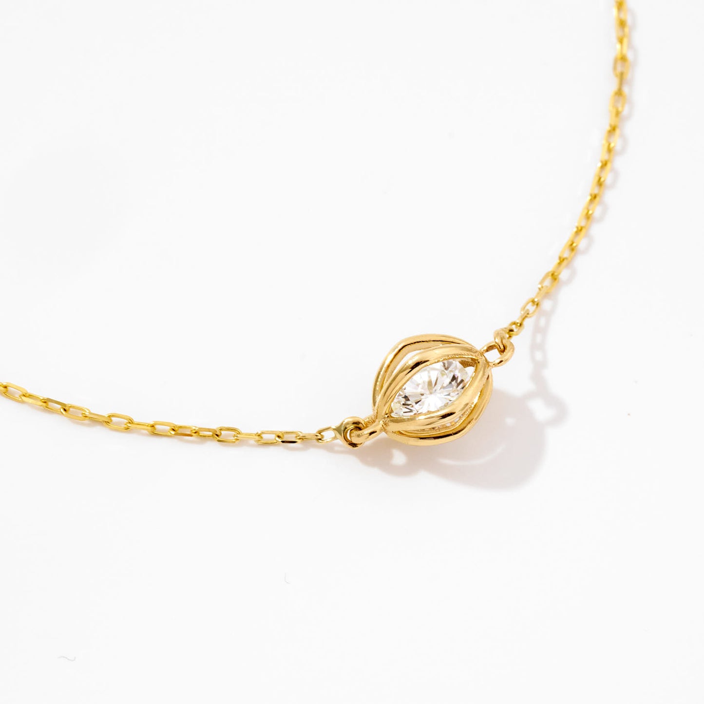 Birthstone Cage Bracelet in 14K Solid Gold