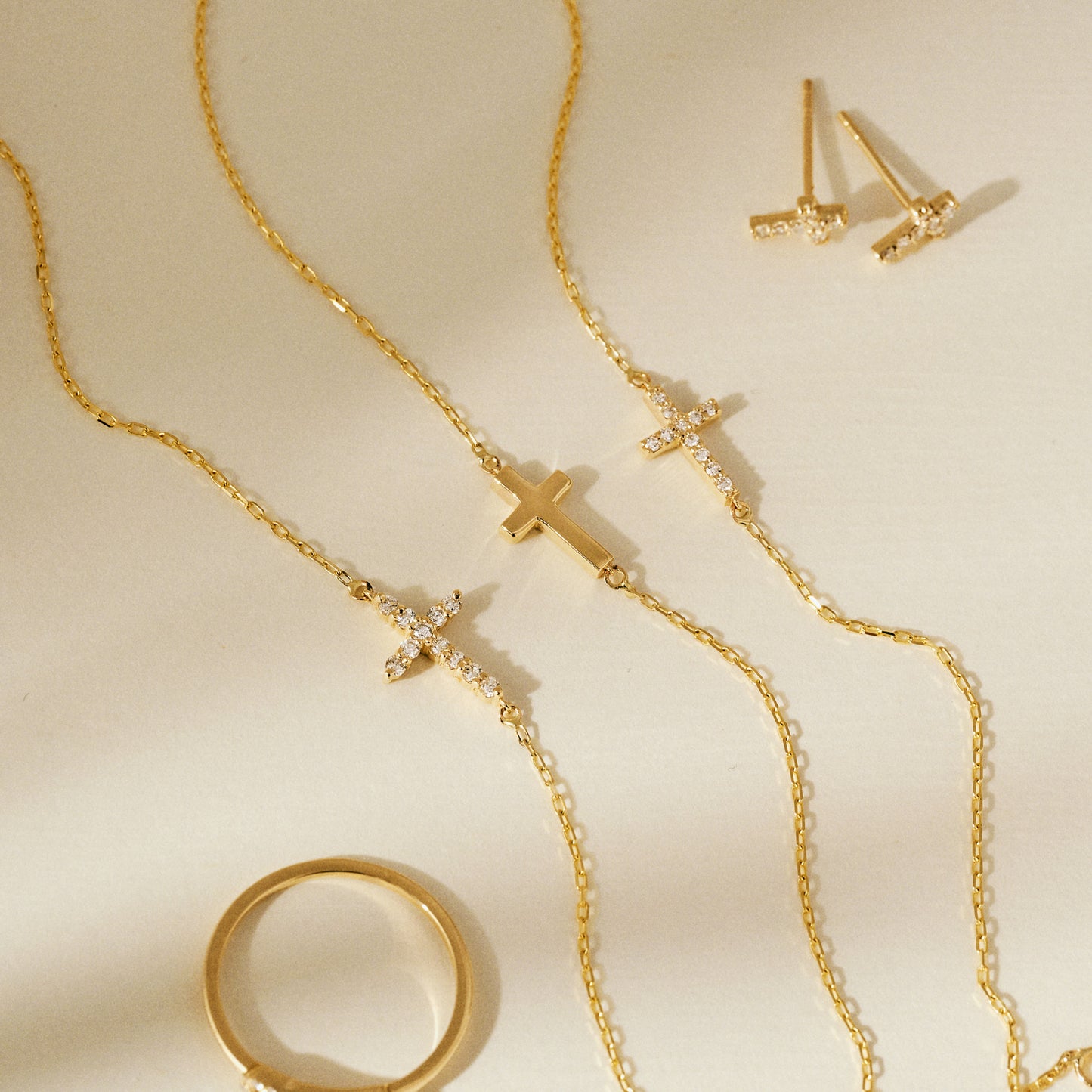 Cross Charm Bracelet in 14K Solid Gold